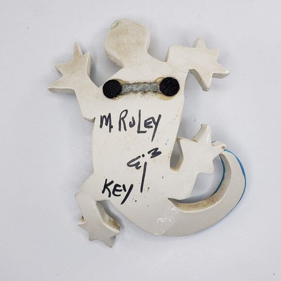 M. Ruley Gecko Lizard Wall Hanging Key West Hand Painted *Repaired* - Picture 3 of 4